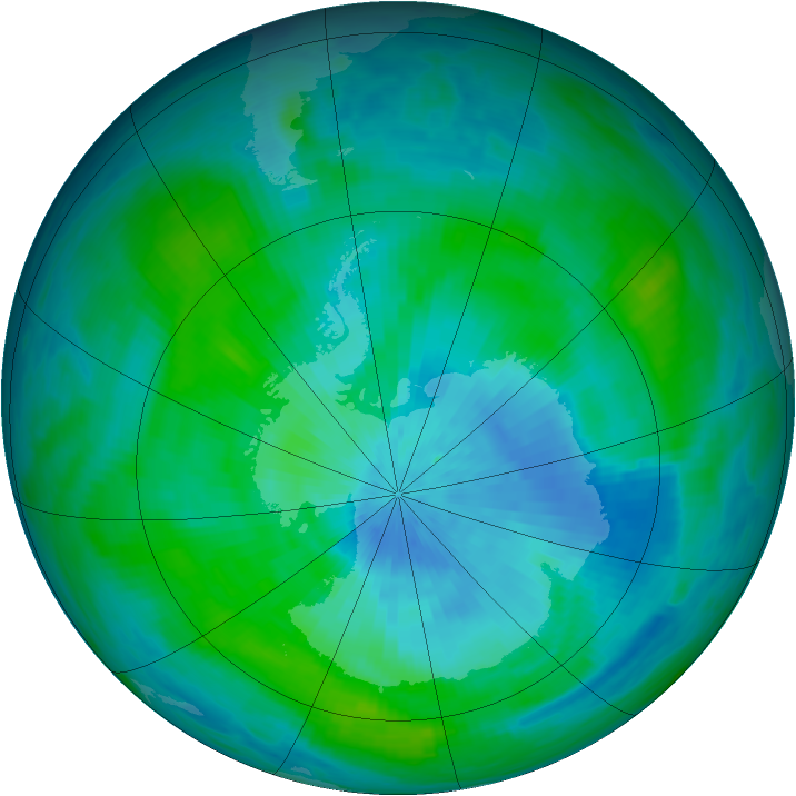 Antarctic ozone map for 04 March 1989